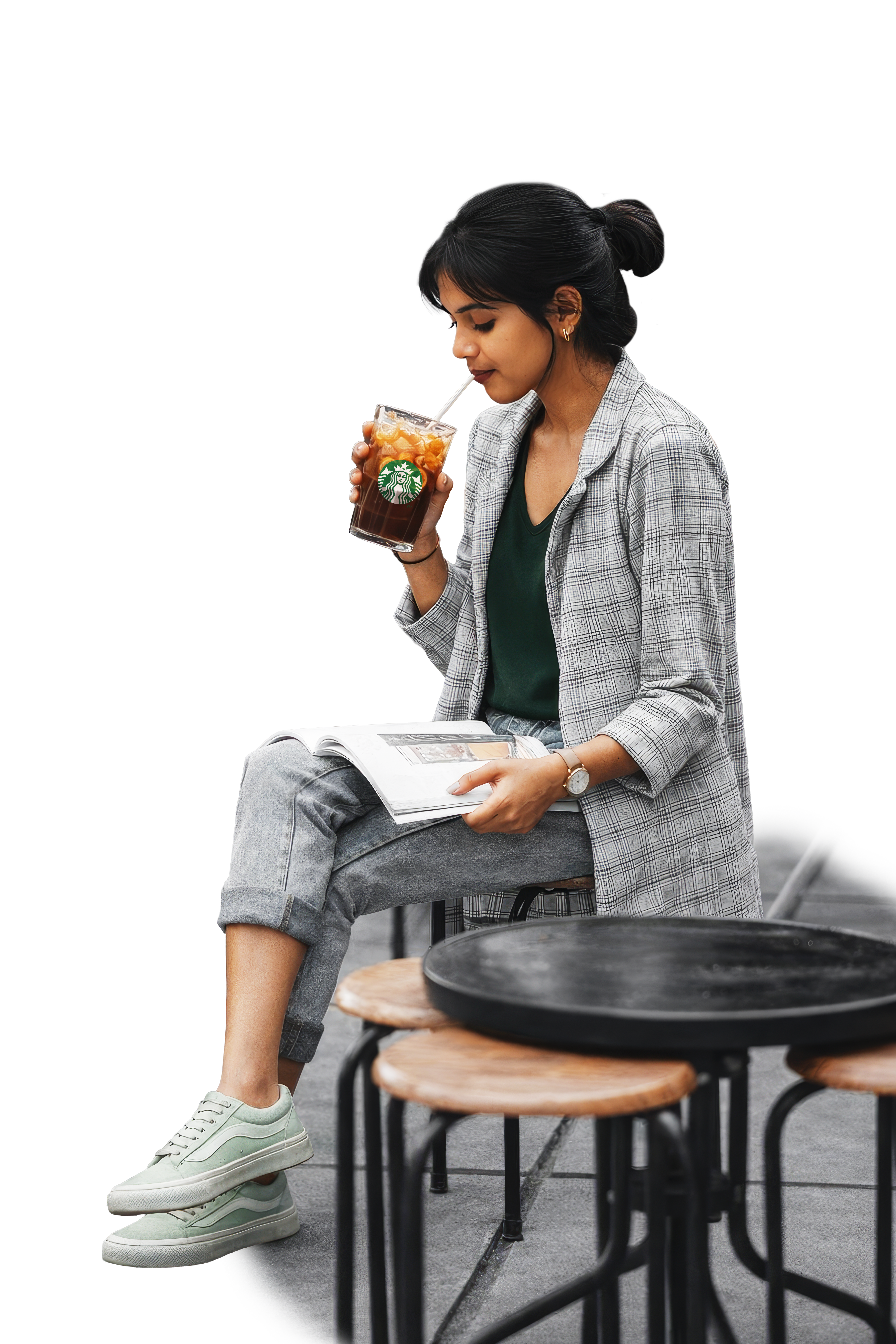 Customer enjoying Starbucks