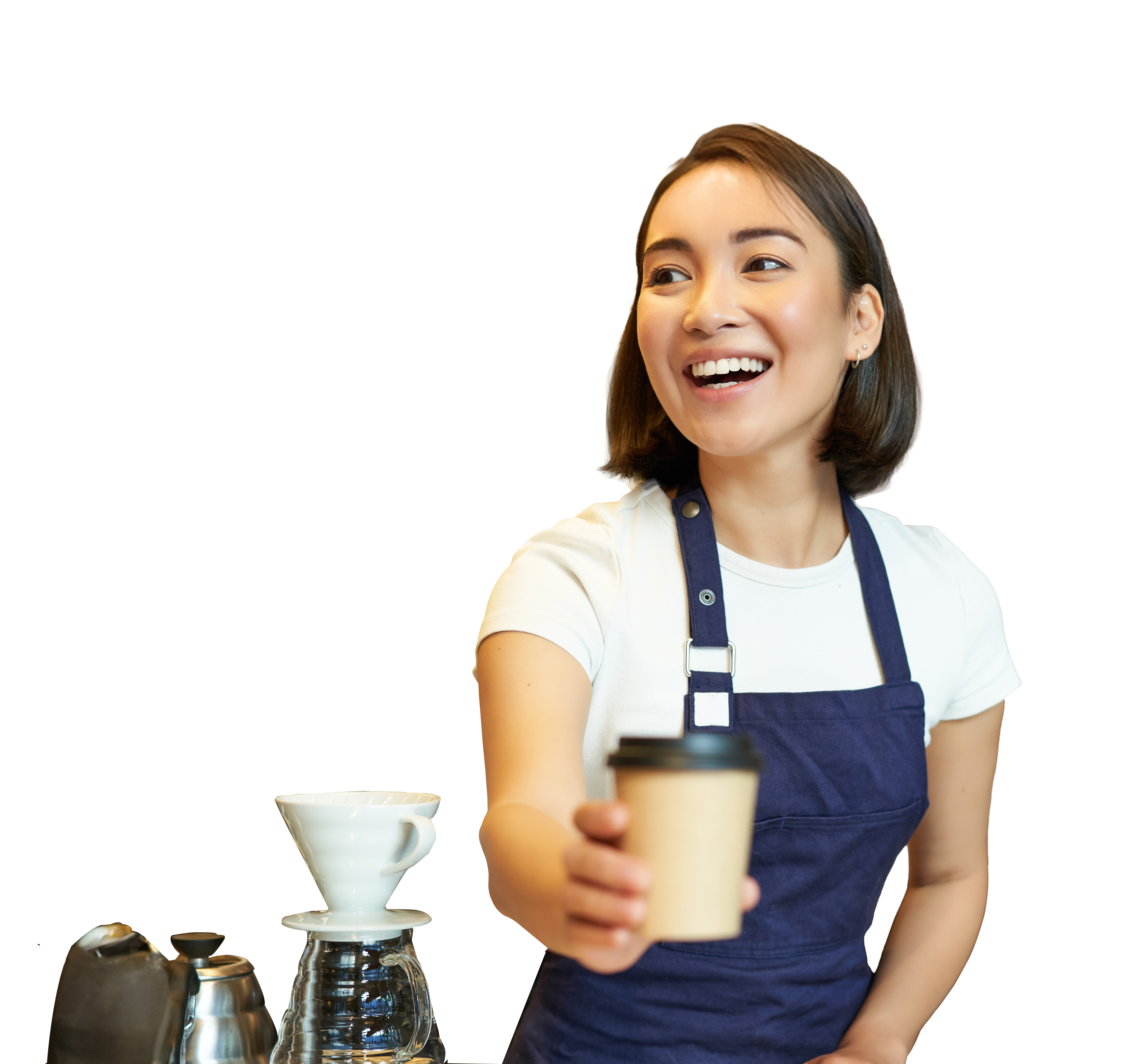 Barista holding a cup of coffee