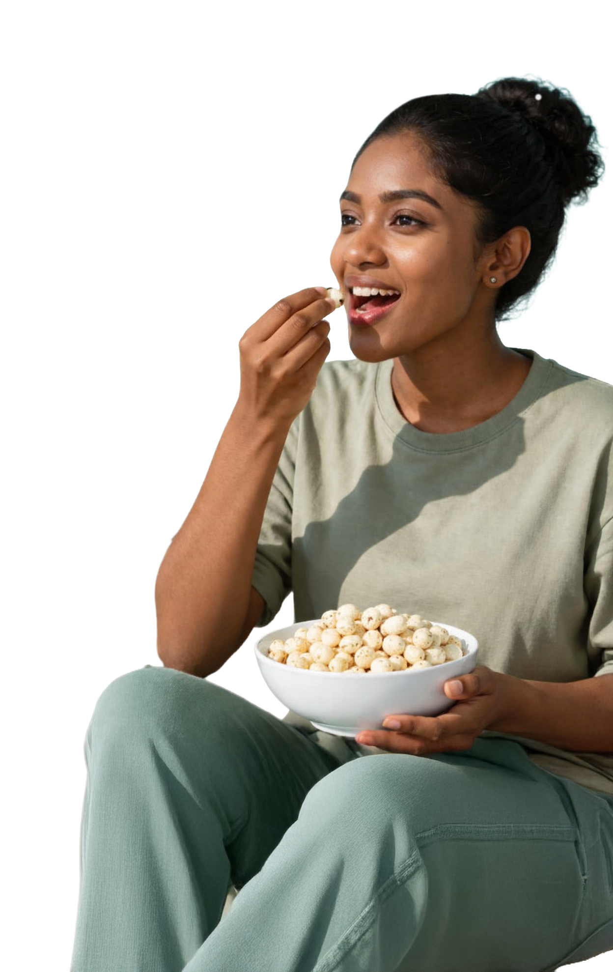 Consumer enjoying healthy snacks
