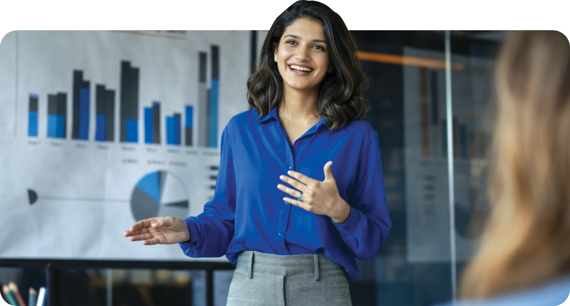 Professional woman giving a presentation