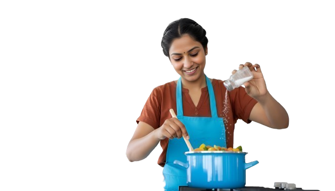 Woman cooking with Tata Salt